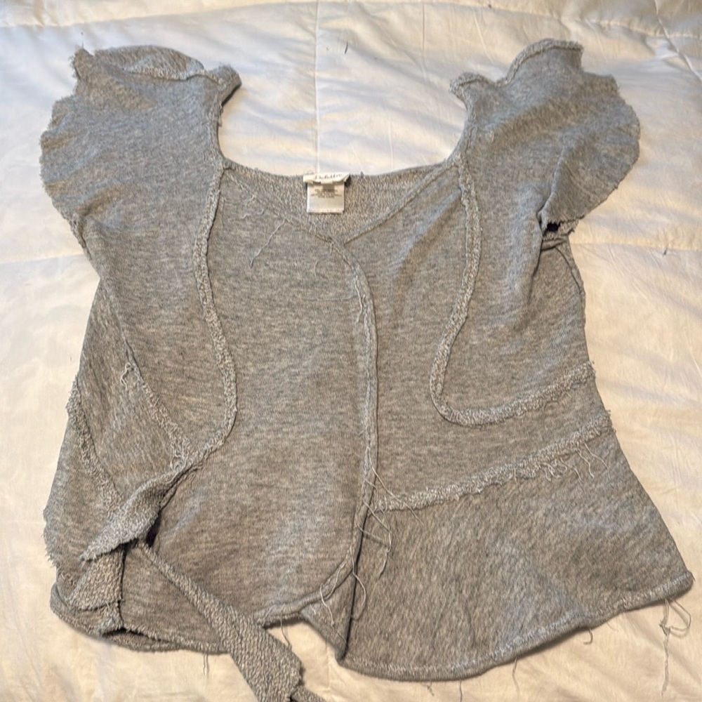 Deletta from Anthropology grey short sleeve top.